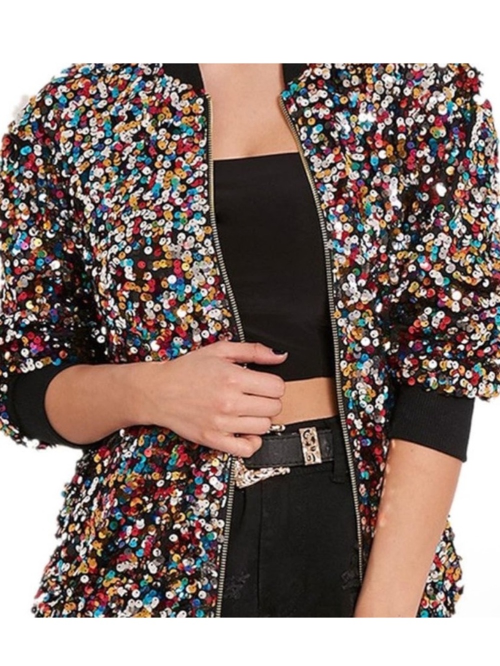 Sequin Bomber Jacket